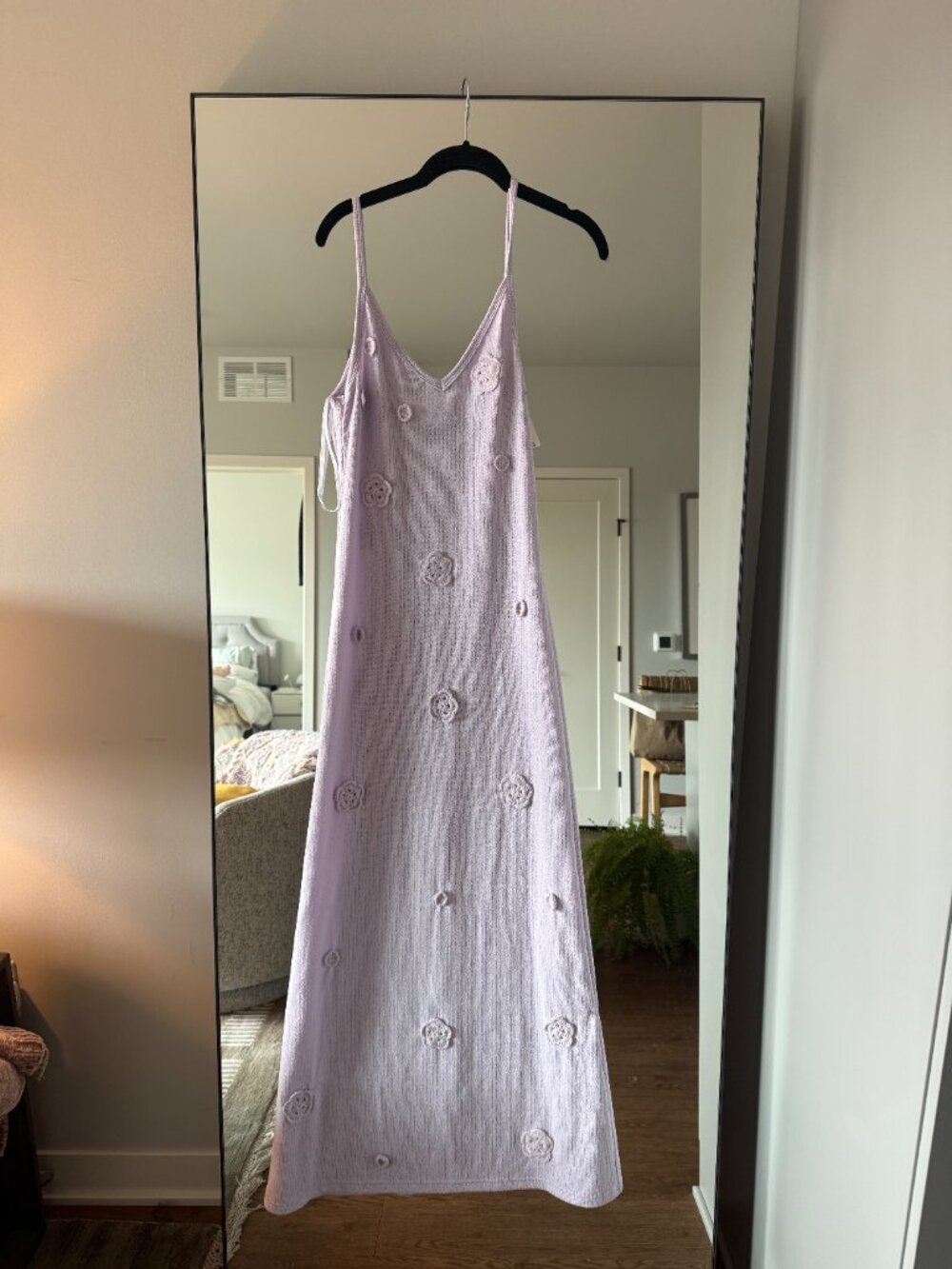 NWT Anthropologie BLITHE Lavender V-Neck Knit Midi Dress - Size Small - Picture 4 of 6